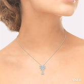1/2 ctw Round Cut Diamond Palm Tree Pendant in 14K White Gold with Chain